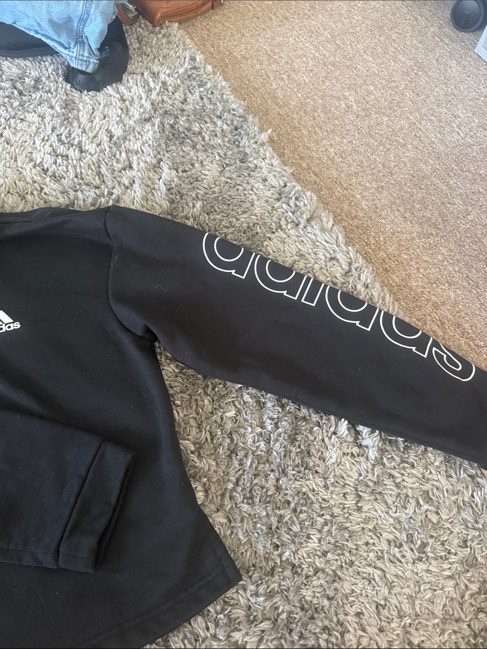 adidas Black cropped Quarter-Zip Pullover with Sleeve Script - Picture 2 of 4